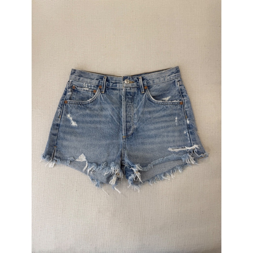 AGOLDE Jaden Shorts Womens 27 High Rise Distressed Denim Cut Offs Excellent